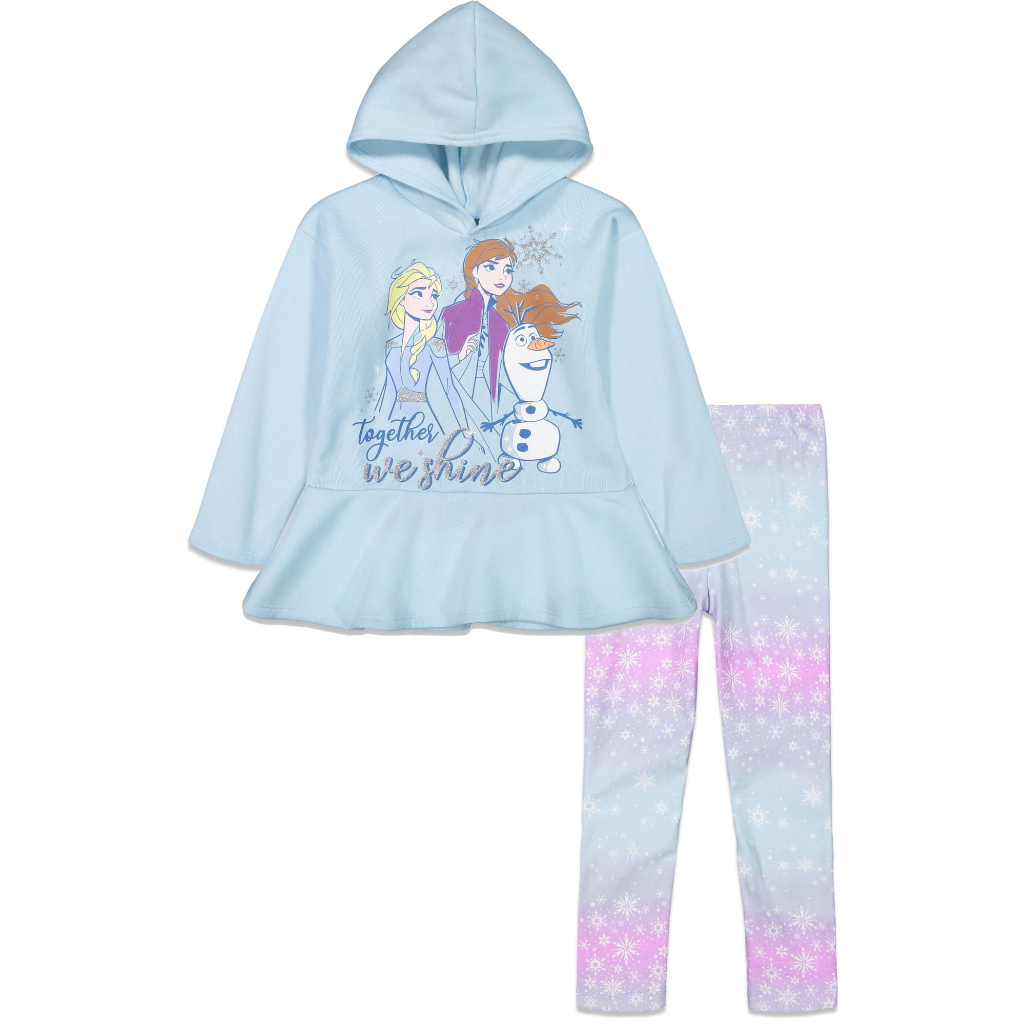 Disney - Conjunto Para Niñas Pequeñas Frozen Con Sudadera Con Capucha Y Leggings Azul Talla 2t