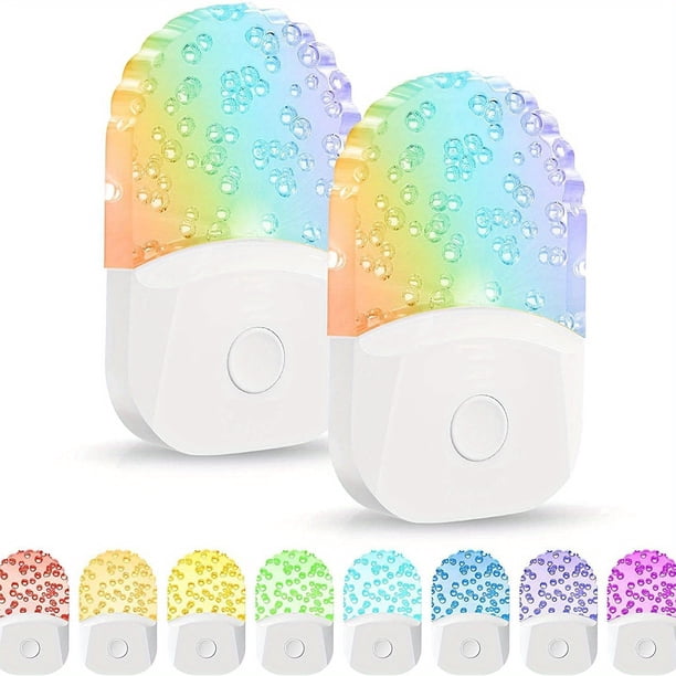 2pcs Night Lights Plug Into Wall, LED Night Light For Kids, 8-Color Changing RGB Night Light With Dusk To Dawn Sensor, RGB Mode Nightlight Christmas Gifts For Baby Childrens