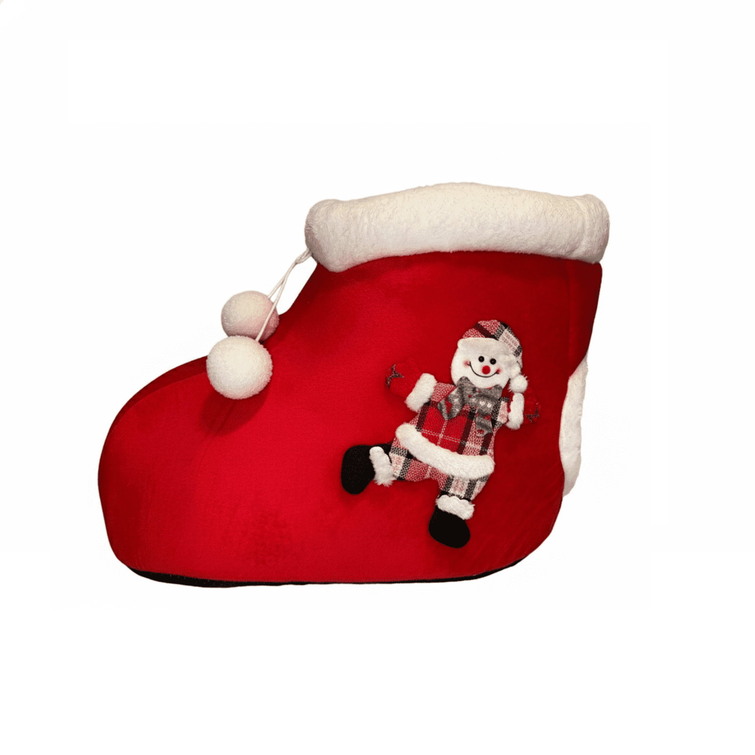 Cama Mascota Bota Muñeco De Nieve Color Rojo