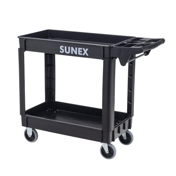 Carro utilitario de polipropileno Sunex Tools de dos repisas, estándar SI