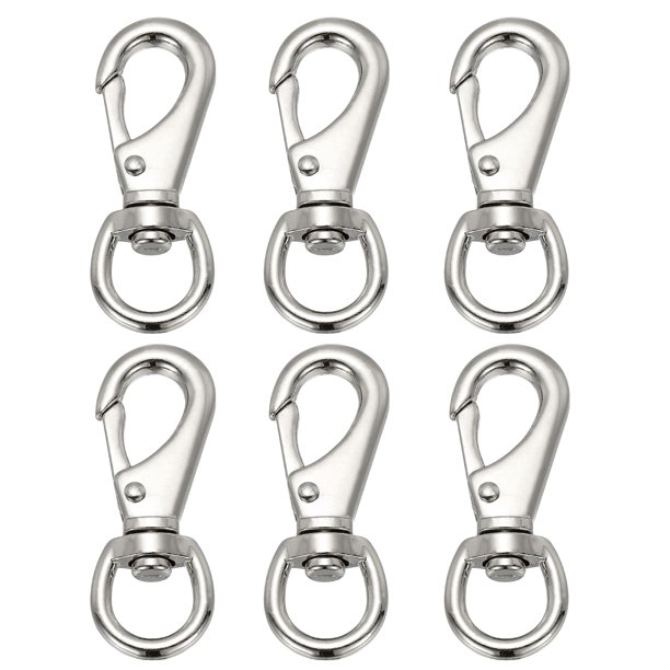 Uxcell 6 Piezas Clips de Broche Giratorio para Bandera, 3.2 Pulgadas Ganchos de Broche para Asta de Bandera de Aleación para Trabajo Pesado, Tono Plateado