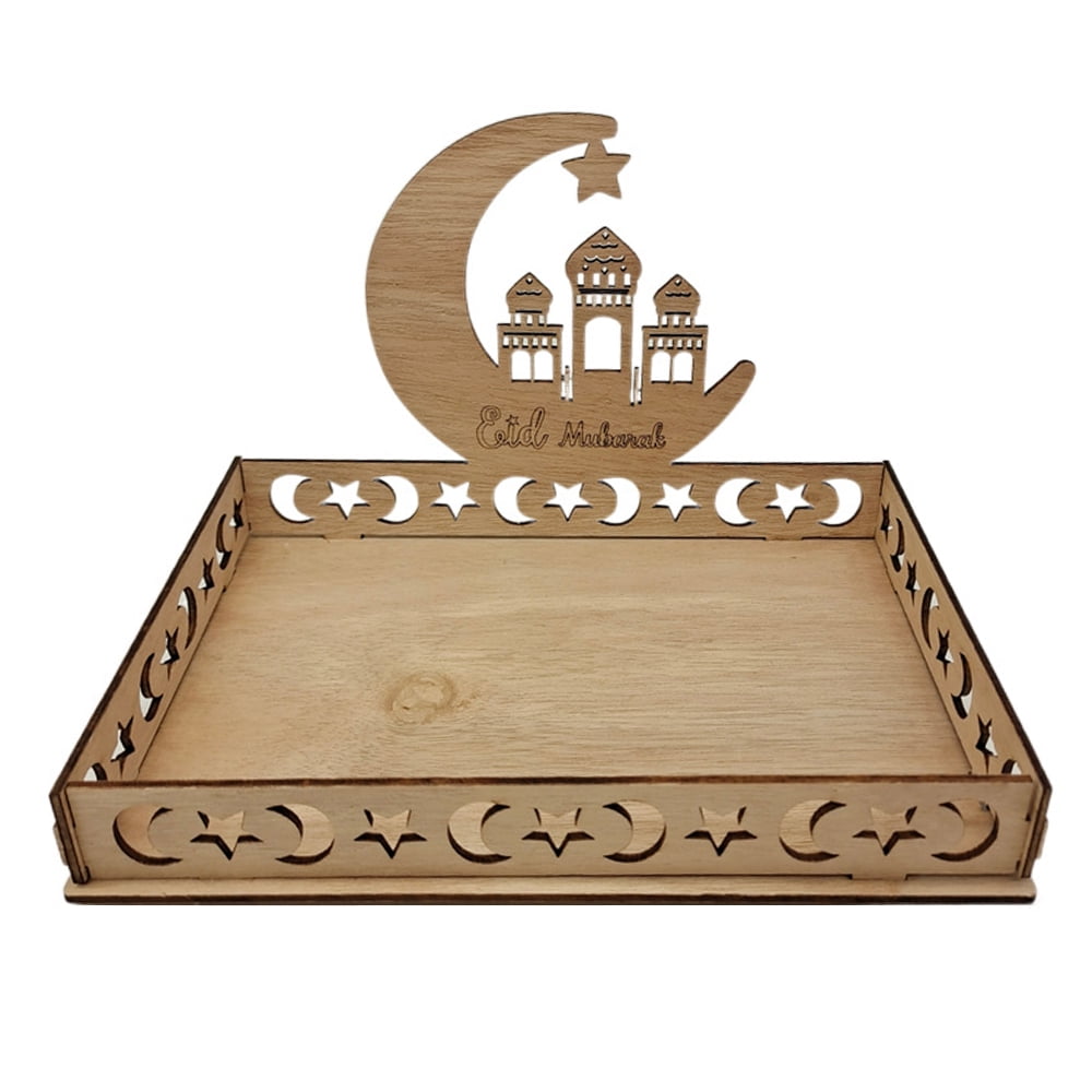 Decoración De Pasteles Happy Eid Mubarak – Mezquita Y Media Luna En Acrílico Negro | Adorno Para Fiesta Ramadán (13x15cm)