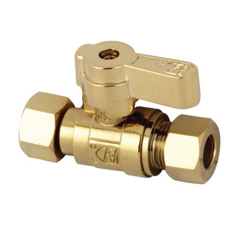 Válvula De Cierre Kingston Brass Kf3330Pb X 3/8 Od Comp Straight