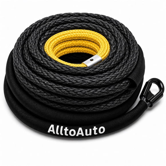 Cuerda sintética de cabrestante 3/8" x85' 27,500 lbs (amarilla y negra)