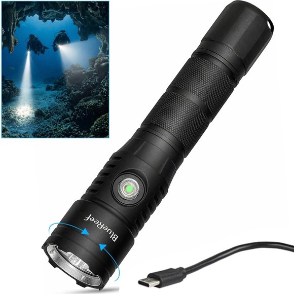 Linterna de buceo Blue Reef 3000LM Zoom 100 m impermeable USB‑C