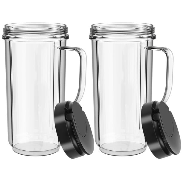 Vasos para batidora de 650 ml de altura, paquete de 2 unidades, Magic Bullet con tapa abatible