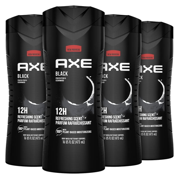 Body Wash AXE Black 12 h, aroma refrescante, 473 ml, para hombre, 4 unidades