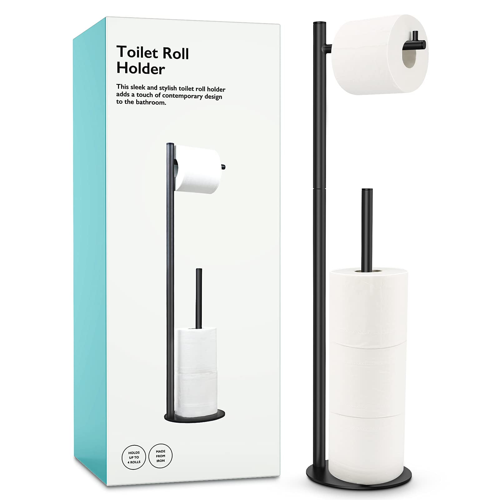 Porta Papel Higiénico De Pie Batoliet Negro Mate 64.5 Cm