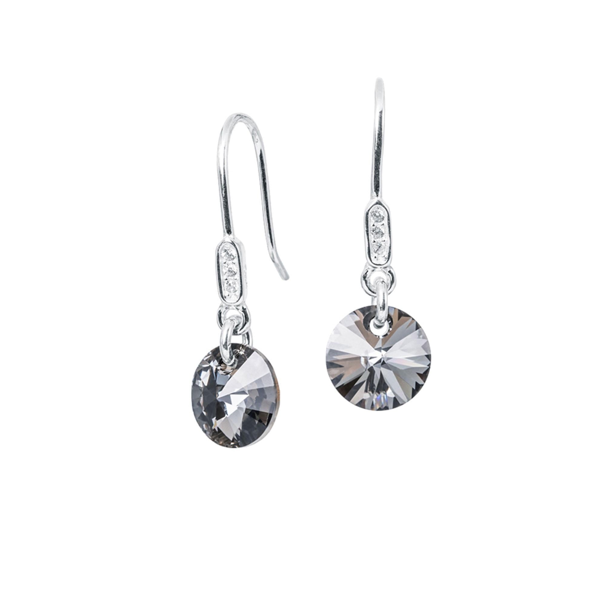 Joyas Montero - Aros Punto De Luz Plata Italiana 925 Y Cristal Silver Night