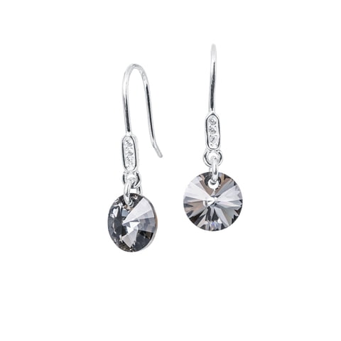 Joyas Montero - Aros Punto De Luz Plata Italiana 925 Y Cristal Silver Night
