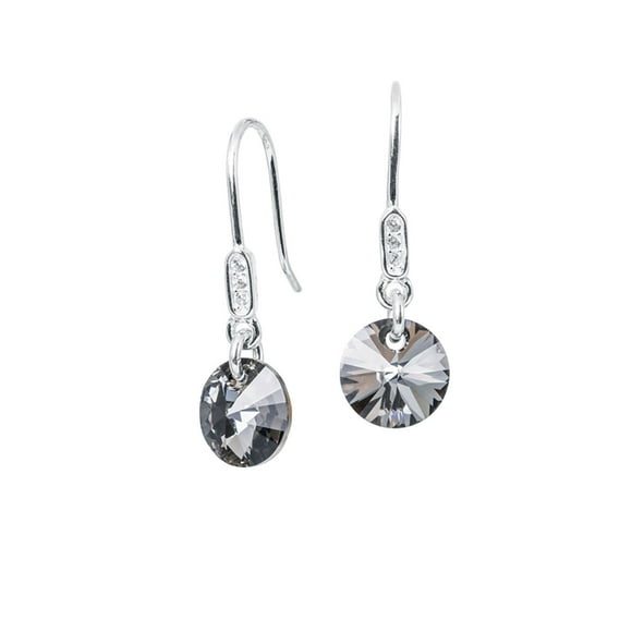 Aros Punto de Luz Plata Italiana 925 y Cristal Silver Night