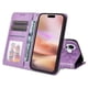 thumbnail image 2 of Funda tipo cartera FOXDOCK para iPhone 16 , diseño girasol en relieve, cuero PU, cierre magnético, soporte y tarjetero, 2 of 5