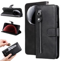 Gangxun - Funda Con Cremallera Para Xiaomi 15 Ultra, Carcasa Cartera De Cuero Pu Con Soporte Y Tarjetero