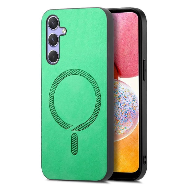 Magnetic Slim Case for Samsung Galaxy A14 with Camera Guard & Anti-Scratch Back Green
