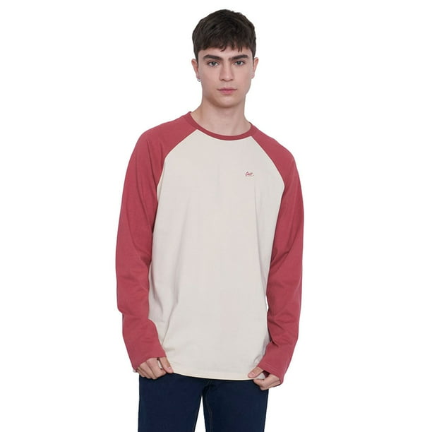 Polera Hombre Manga Larga Raglan Rojo Corona