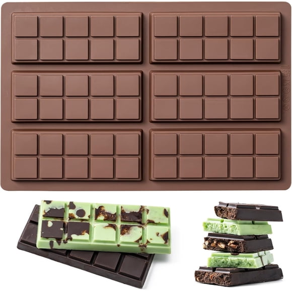 Molde Antiadherente para Barras de Chocolate, 10 Cavidades, Silicona de Grado Alimenticio