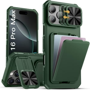 Funda De Teléfono Sslotscase Para Iphone 16 Pro Max Con Tarjetero, Color Verde