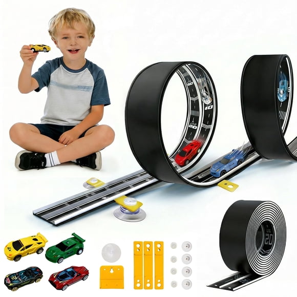 Pista de carreras flexible de doble carril de 5 m JOYANDRO con 4 autos