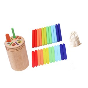 Magideal - Juguete A Juego De Palo De Equilibrio De Madera, Juego A Juego De Palos De Clasificación De Colores, Juguetes Montessori Para Niños Pequeños, Niños Y 24 Piezas De Palitos