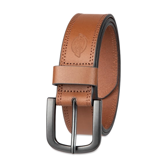 Cinturón Dickies para hombre, talla grande y alta, piel con puntadas en dos hileras, color canela