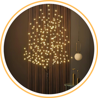 Genérica - Lámpara Ambiente Diseño Árbol Luz Cálida Amarilla 150Cm