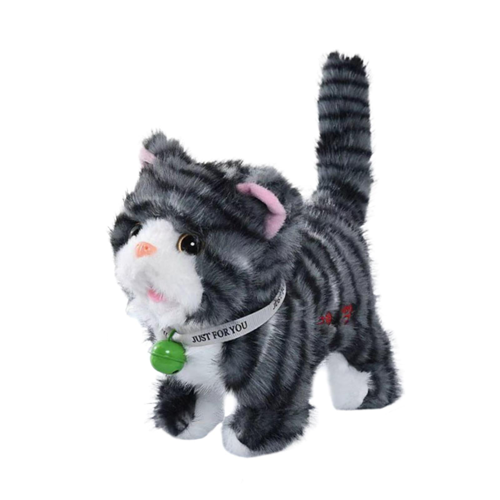 Magideal - Juguete Electrónico De Simulación De Mascota Que Camina Maullando Y Menea La Cola, Versátil Para Niños Pequeños, 18 X 10 X 17 Cm, Con Función De Graba Rayas Gris Oscuro