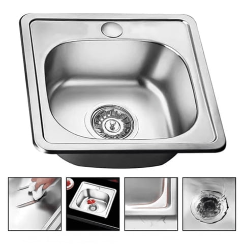 Genérico - Lavaplatos Empotrado 38X38 De Acero Inoxidable Cromado