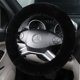 thumbnail image 1 of Black Fuzzy Sheepskin Car Steering Wheel Cover for Women, S, 1 of 3