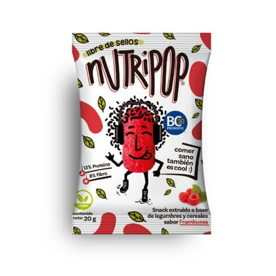 Snack Saludable Frambuesa Con Probióticos Sin Gluten. 20 G Nutripop