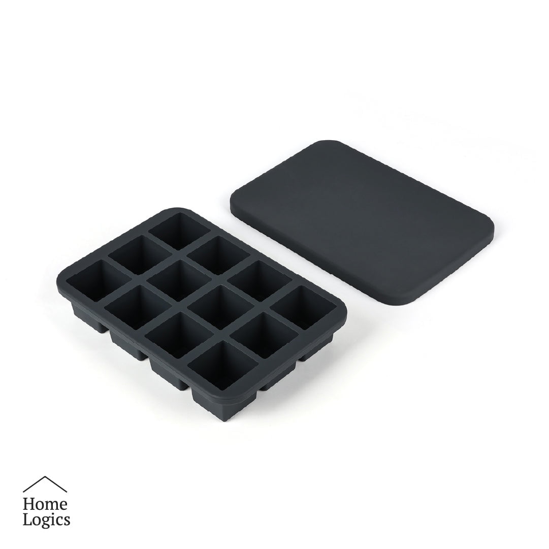 Moldes 12 Cubos Cubetas Hielo Silicona Con Tapa Home Logics