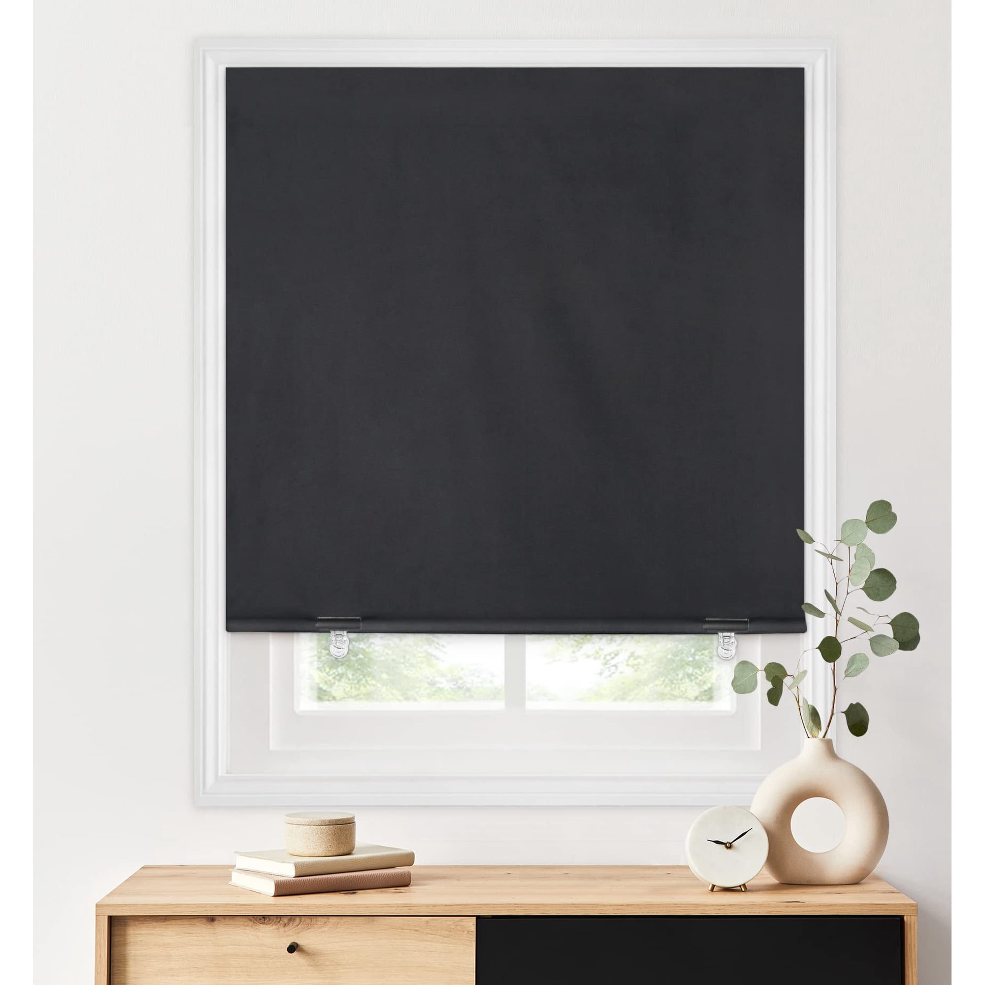 Persianas Enrollables Lazblinds 91x183cm Blackout Sin Cuerda Negro