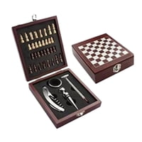 Genérico - Set Estuche Abridor De Vino Con Ajedrez Madera Portatil Mx01