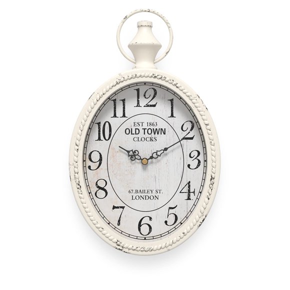Reloj de pared Mterry, retro, ovalado, diseño antiguo, 28,4 x 17 cm