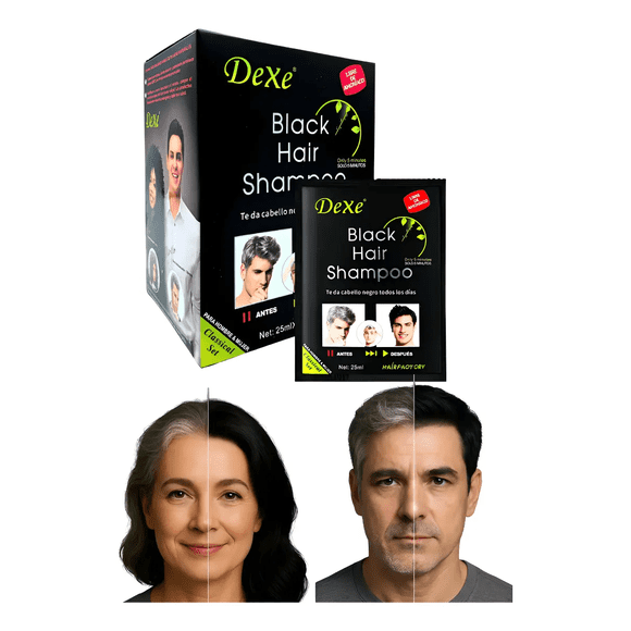 Shampoo Dexe Cubre Canas Negro 10 sachet 25ml c/u