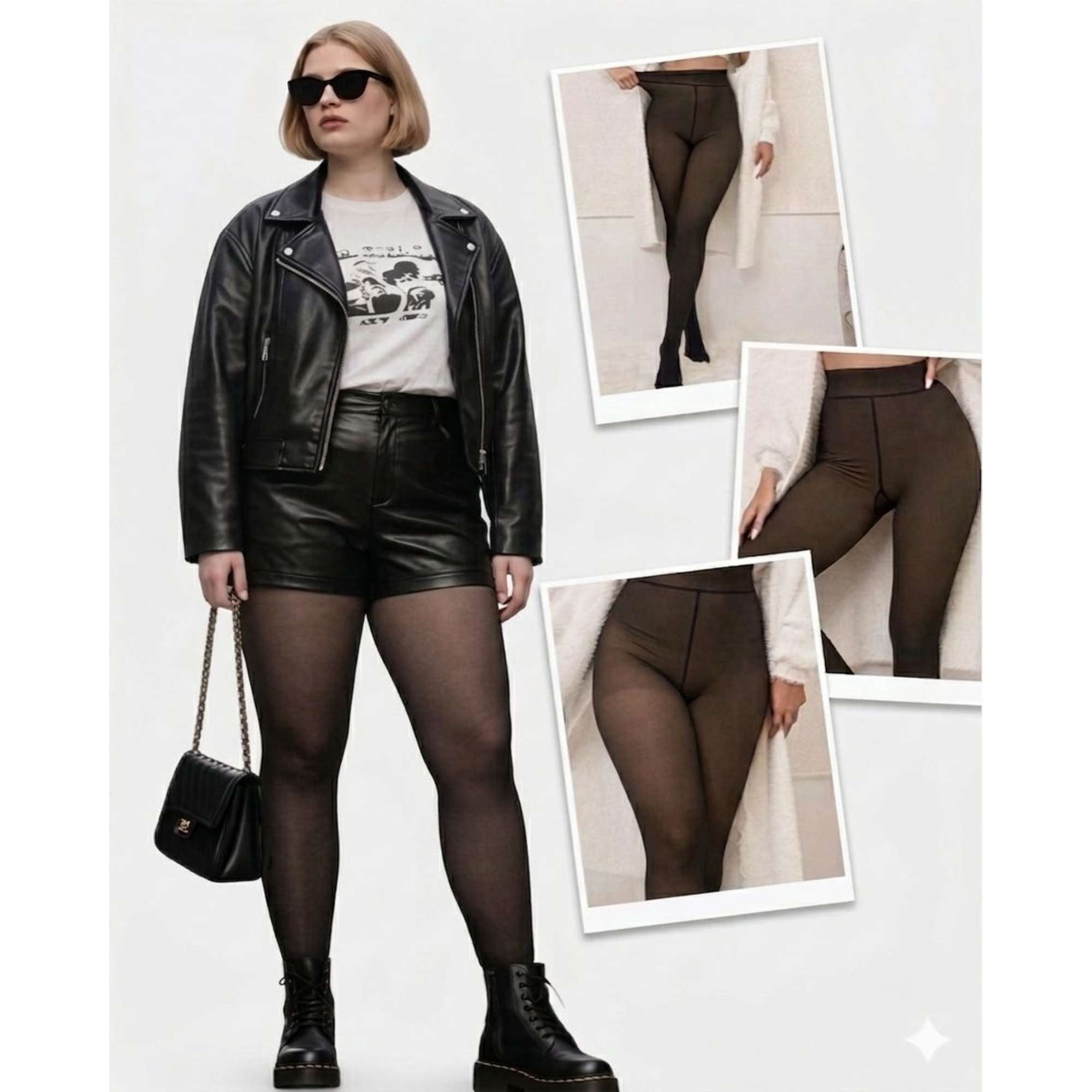 Mylhogar - Pack 2 Medias Pantis Con Revestimiento Térmico Tipo Piel Talla M / Xl