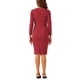 thumbnail image 3 of INSPIRE CHIC Vestido ajustado de mujer con peplum, atuendo de maestra para el regreso a clases, cuello redondo, manga larga, cintura alta, vestido de trabajo midi, rojo XS, 3 of 5