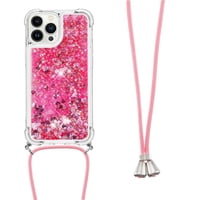 Funda Foxdock Para Iphone 13 Pro Con Cuerda Ajustable, Brillo Líquido, Protección Antigolpes Y Lente – Ideal Para Regalo