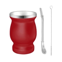 Bothyi - Yerba Mate Cup 230Ml Robusto Moderno Doble Pared Para Dormitorio Hogar Dormitorio Rojo