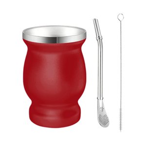 Bothyi - Yerba Mate Cup 230Ml Robusto Moderno Doble Pared Para Dormitorio Hogar Dormitorio Rojo