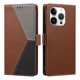 thumbnail image 4 of Cartera Plegable para iPhone 15 Pro Max, PU Tricolor con Ranuras, Marrón, 4 of 6