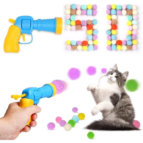 Pelota Pom Pom Para Gato 50u Con Lanzador 7m