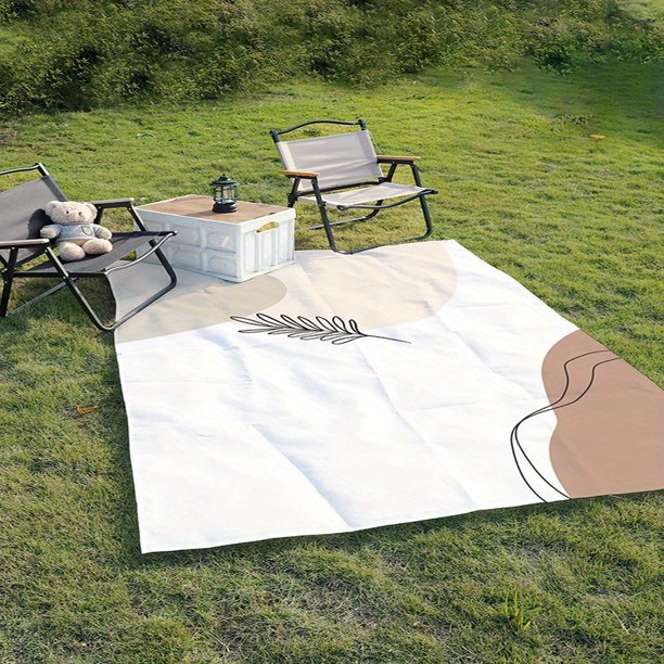 1pc Minimalist Leaf Printed Picnic Blanket, Foldable Portable Waterproof Lightweight Mat, Suitable For Hiking, Park Lawn Indoor Family Camping Picnic, 59.05X78.74inch
