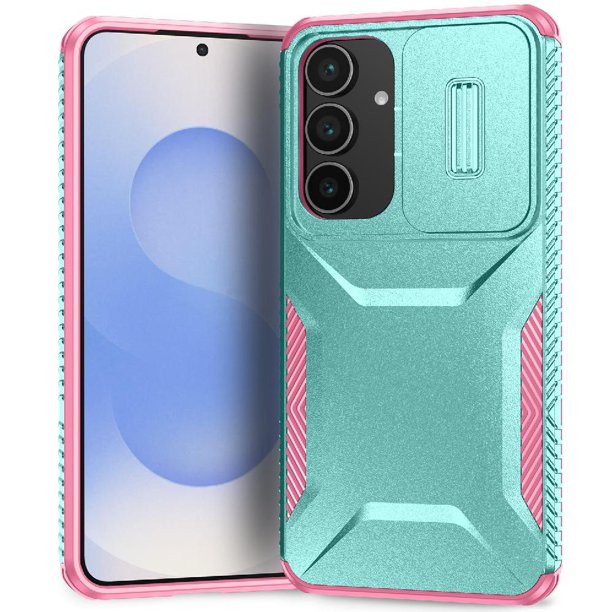 Funda Resistente para Samsung Galaxy S25 FE con Tapa Deslizante y Protección Militar Verde