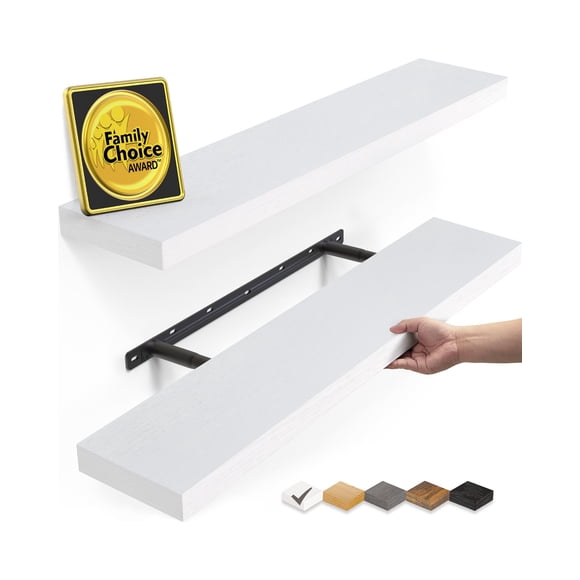 Estantes flotantes BAYKA de madera rústica de 57 cm, juego de 2