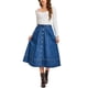 thumbnail image 2 of INSPIRE CHIC Falda de Mezclilla para Mujer con Botones al Frente, Línea A, Falda Midi de Jean, Talla S, Azul, 2 of 6