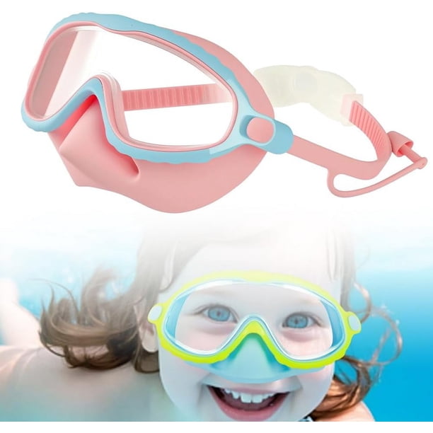 Gafas natación niños HD montura grande impermeable antivaho cubierta nariz