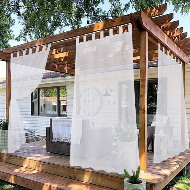 Enhance Your Outdoor Living Space with 1pc Waterproof Tab Top Sheer Curtain - Lightweight, Sun-Protective and Beautifully Designed for Bedroom, Living Room, Patio, Porch, Pergola, Cabana Decor