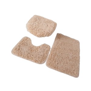 Bothyi - Juego De 3 Alfombras De Baño, Alfombrilla De Baño, Cubierta De Tapa De Inodoro, Alfombra En Forma De U Para Baño, Color Marrón Claro