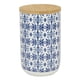 thumbnail image 1 of Bote para golosinas de cerámica Bone Dry con tapa de bambú de 1,1 L, color azul, 1 of 6