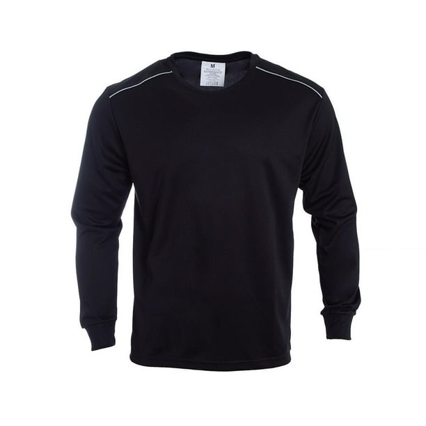 Polera Dry Fit C/Antibacterial Ml Cuello Polo Y Reflectante negro S